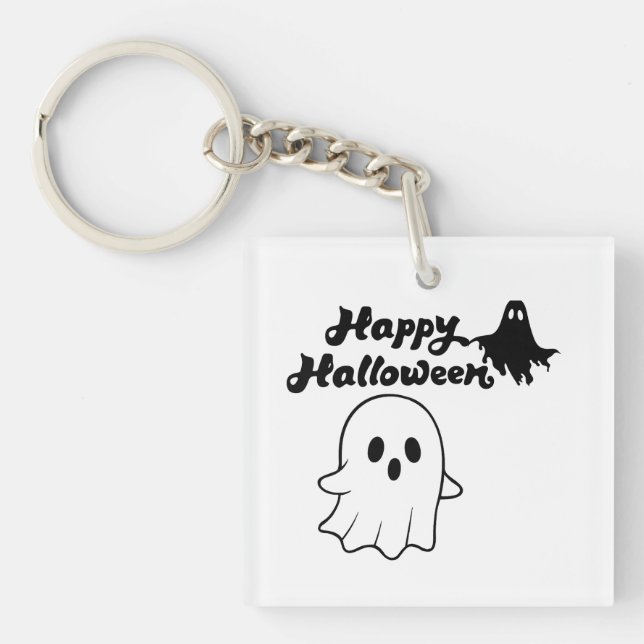 Söt Glad Halloween Spökena Nyckelring (Framsidan)