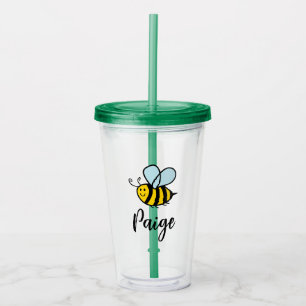 Söt glad honungsbi personlig tumblerglas take away mugg