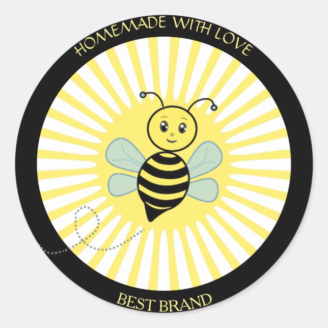 Söt Glad Humlebikupa Etikett & Solstrålar Hemmagjo (Framsida)