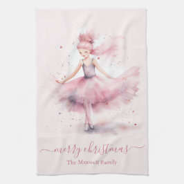 Söt glad jul mjuk rosa ballerina kökshandduk