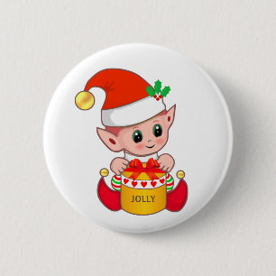 Söt glad jul-tomte knapp
