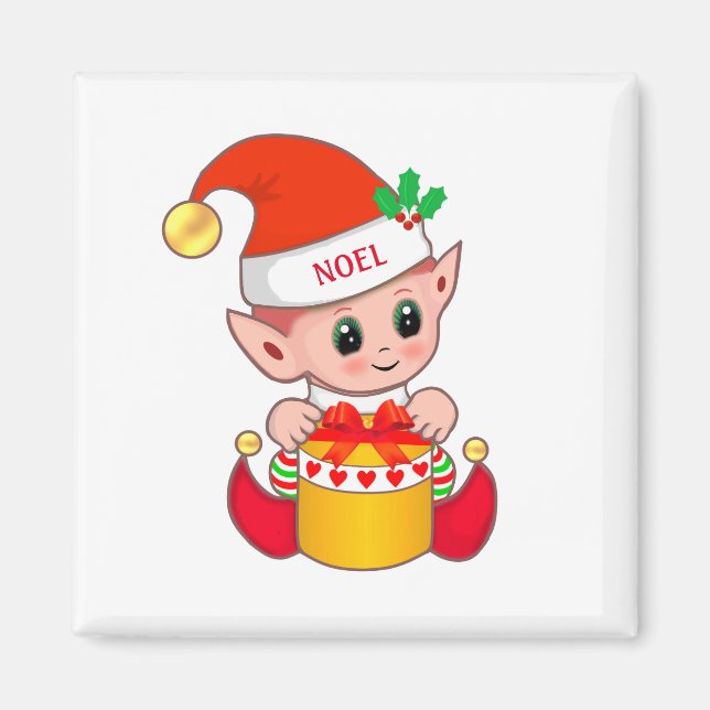 Söt glad jul-tomte magnet (Framsidan)