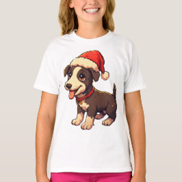 Söt glad julvalp med tomtehatt t shirt