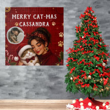 Söt Glad Katt-Mas Mörkröd Jul Foto Namn