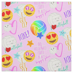 söt, glad kawaii volleyball typography mönster tyg