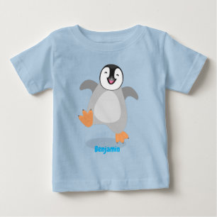 Söt glad kejsarpingvinsunge i tecknad stil t shirt