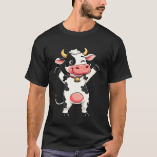 Söt Glad Ko Cartoon Jordbruk Djurfantast T Shirt