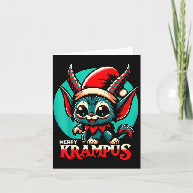 Söt Glad Krampus Jul Holiday 30’s Retro Ca Kort (Framsida)