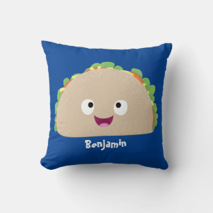 Söt glad leende taco serieillustration kudde