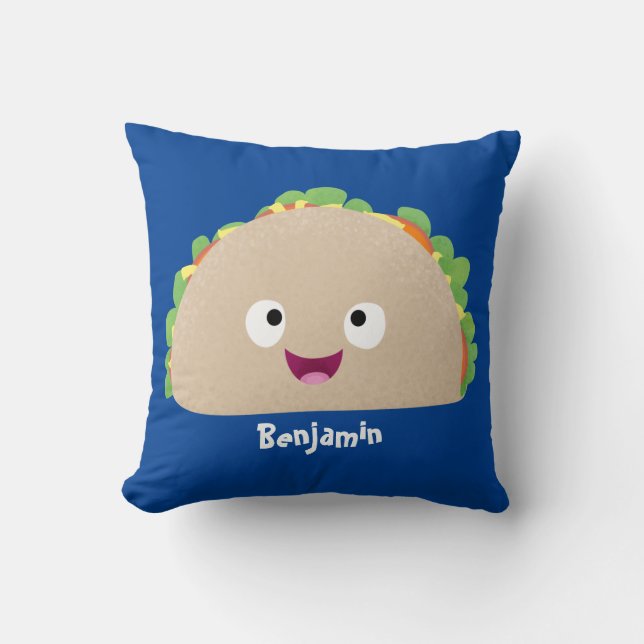 Söt glad leende taco serieillustration  kudde (Framsida)