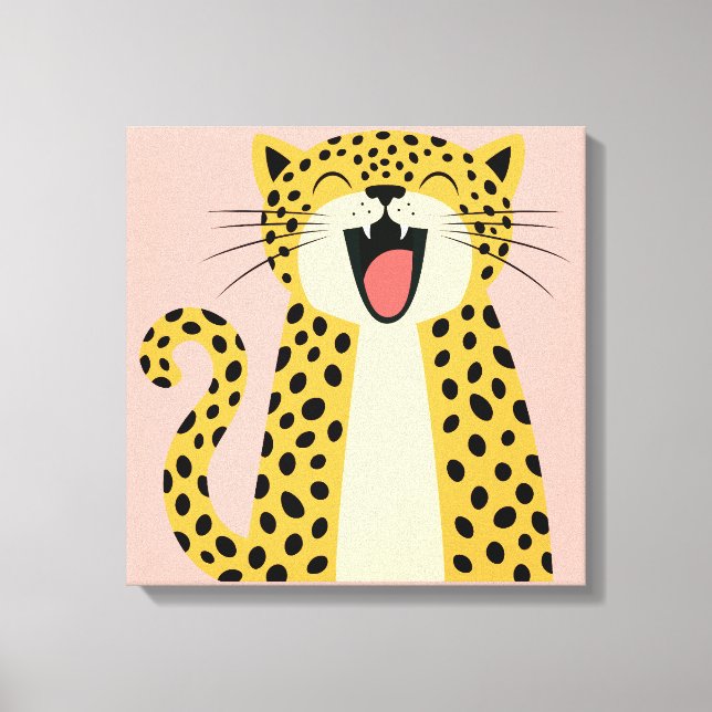 Söt Glad Leende Vild Leopard Tecknad Bild   (Framsida)