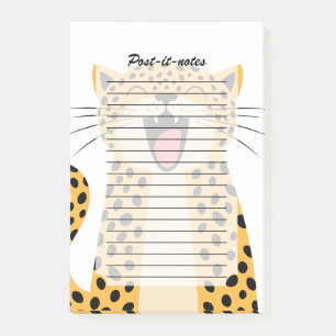 Söt Glad Leende Vild Leopard Tecknad Film Post-it Block