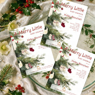 Söt Glad Liten Jul Bebis Babyshower Träd LPM26 Inbjudningar