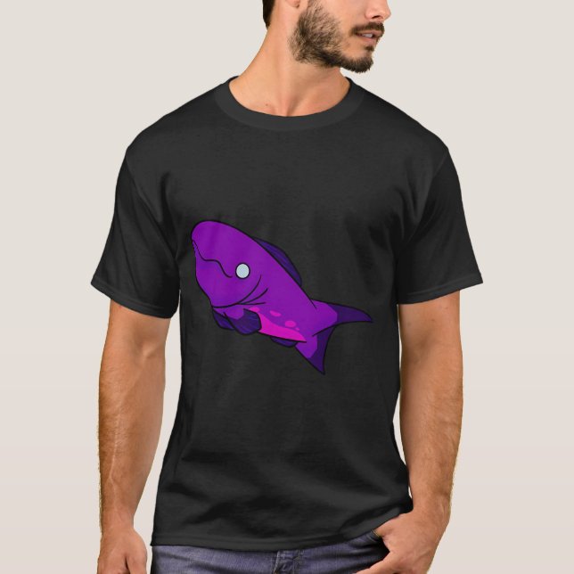 Söt glad magenta fisk t shirt (Framsida)