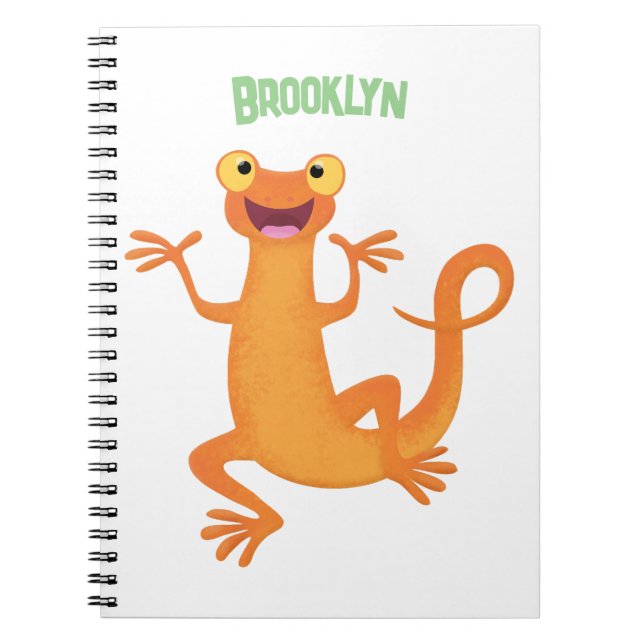 Söt glad orange dansande vattensalamander anteckningsbok (Framsidan)