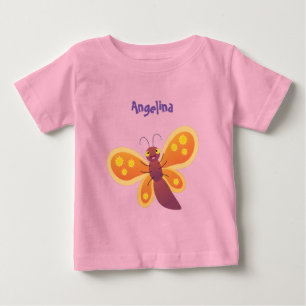 Söt glad orange fjäril serieillustration t shirt