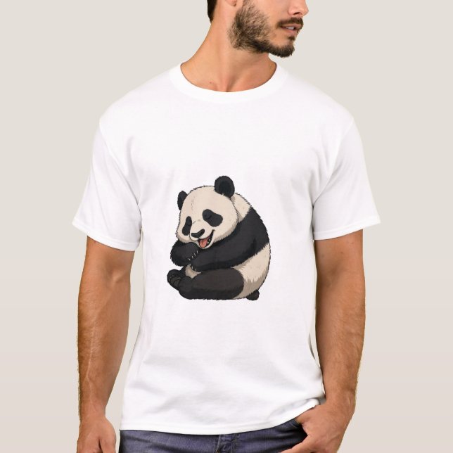 Söt Glad Panda som kramar sig själv T-shirt (Framsida)