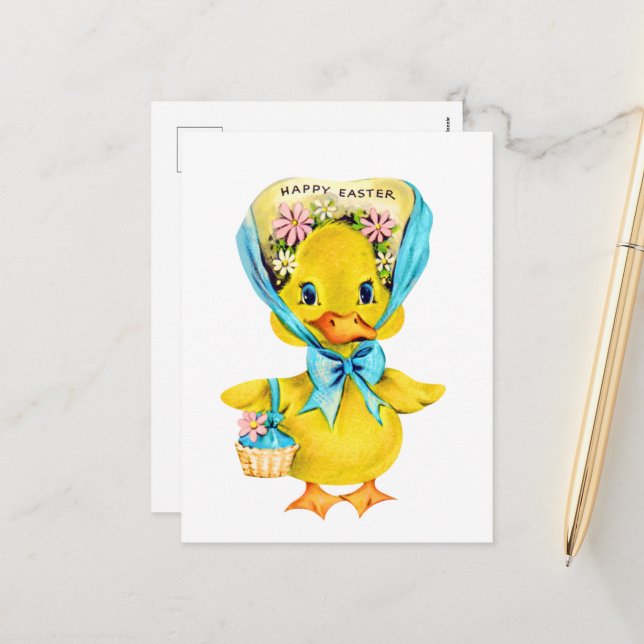 Söt Glad påsk anka vintage Helg Vykort (Fram/Back In Situ)