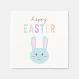 Söt Glad Påsk Blå Kanin Kawaii Söt Pappersservett