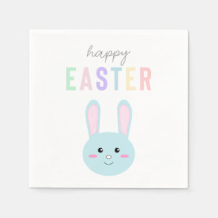 Söt Glad Påsk Blå Kanin Kawaii Söt Pappersservett