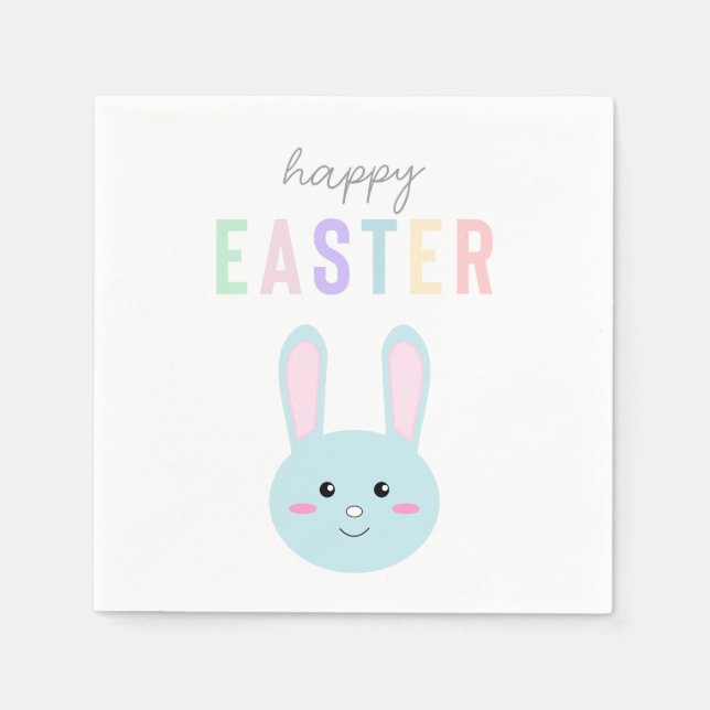 Söt Glad Påsk Blå Kanin Kawaii Söt Pappersservett (Framsidan)