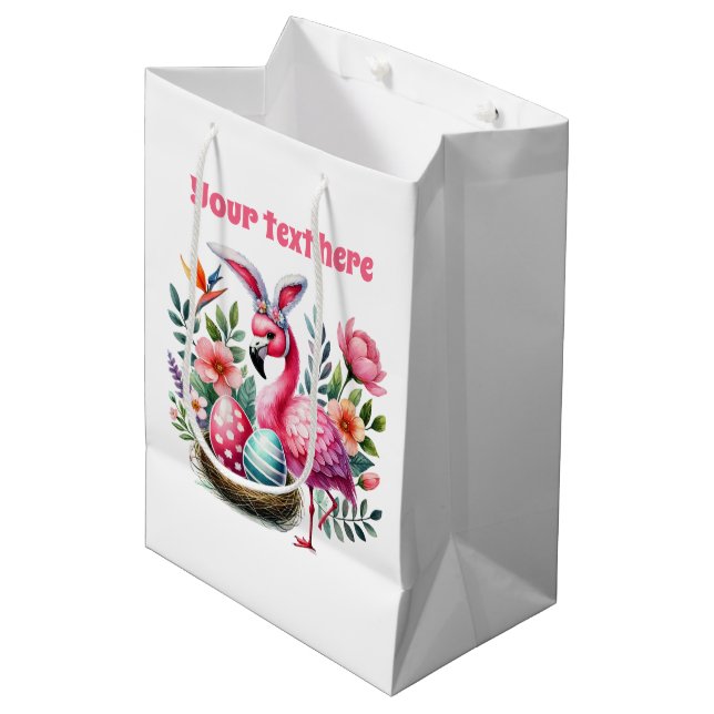 Söt Glad påsk rosa flamingo  (Framsidan Vinklad)