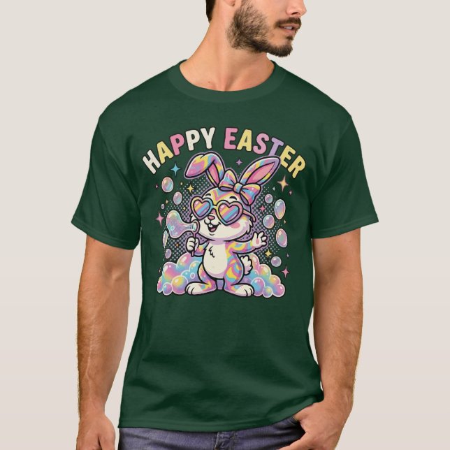 Söt Glad Påskharen med Vårkänslor T Shirt (Framsida)