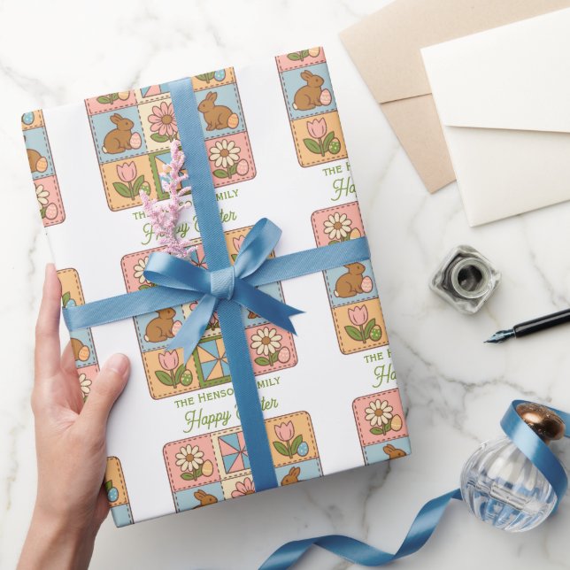 Söt Glad Påskharen Quilt Mönster  Presentpapper (Gifting)