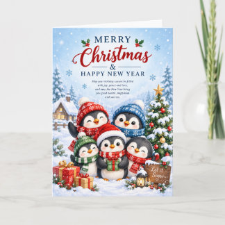 Söt Glad Pingvin Jul Och Gott Nytt År  Kort
