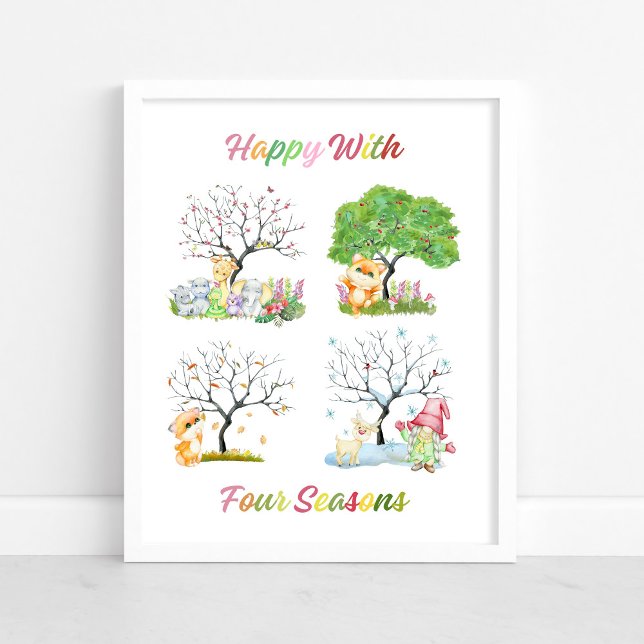 Söt Glad Poster för Babyns Nurseries med Fyra Årst (Skapare uppladdad)