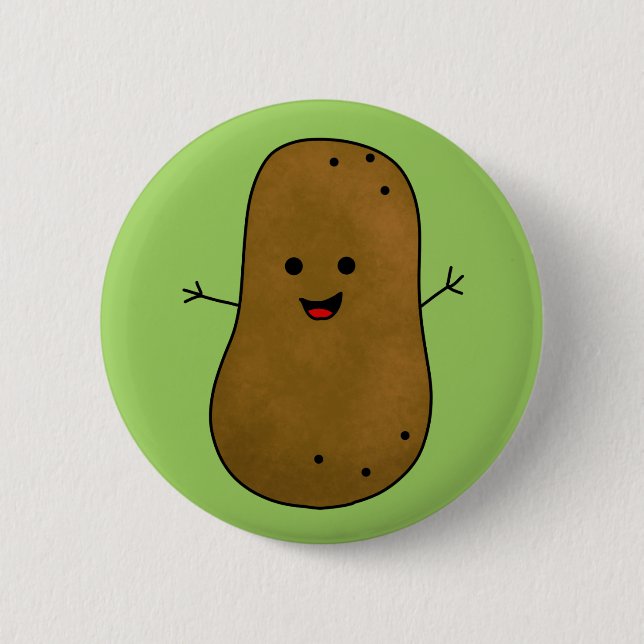 Söt Glad Potatis, Grön bakgrund. Knapp (Framsida)
