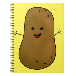 Söt Glad Potatis, Gul Bakgrund Anteckningsbok Med Spiral