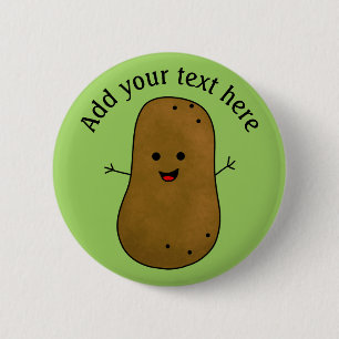Söt Glad Potatis, Personlig Grön Bakgrund Knapp