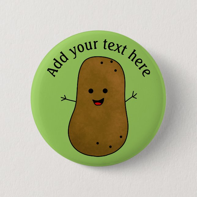 Söt Glad Potatis, Personlig Grön Bakgrund Knapp (Framsida)
