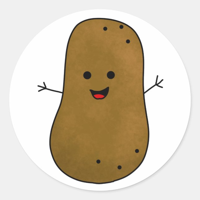 Söt Glad Potatis Runt Klistermärke (Framsida)