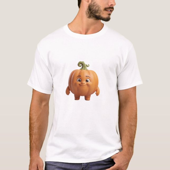 Söt Glad Pumpa 3D Karaktär T-shirt (Framsida)