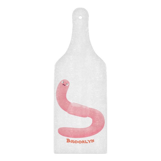 Söt glad rosa daggmask seriefigur (Framsidan)