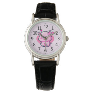 Söt Glad Rosa Gris Hjärta Alla Hjärtans Dag Inspir Armbandsur