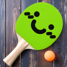 Söt Glad Smiley Ansikte Grön Pingisracket