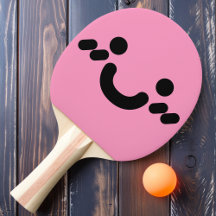 Söt Glad Smiley Ansikte Ljus Rosa Pingisracket