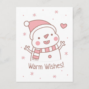 Söt Glad Snömann Doodle Julhälsning Vykort