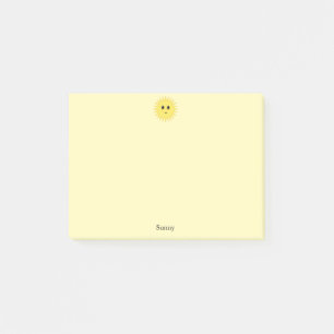 Söt Glad Sol på Gul Bakgrund Post-it Block