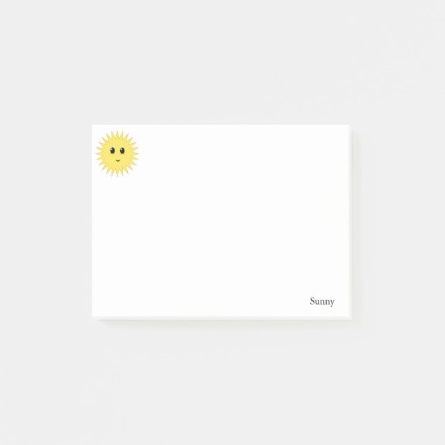 Söt glad sol på vit bakgrund post-it block (Framsida)