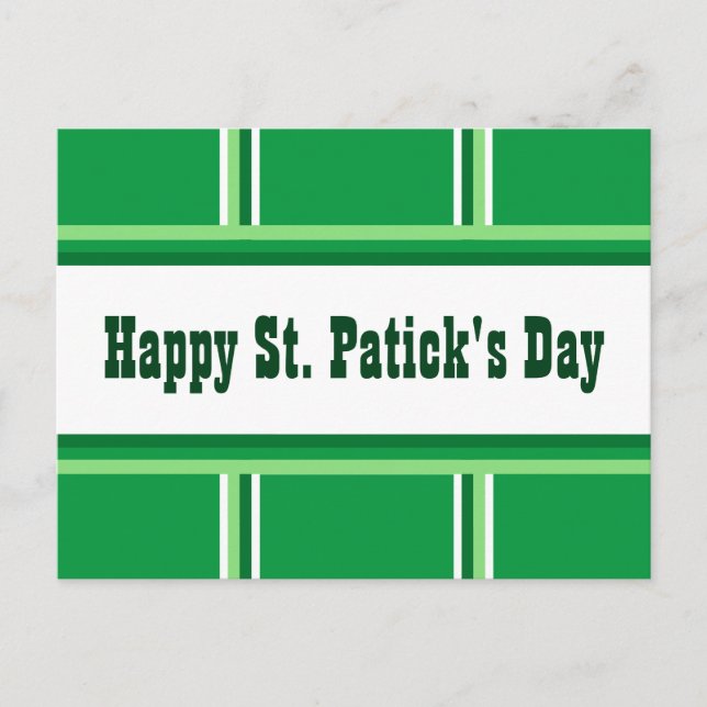 Söt Glad St. Patricks dag Randig Grön Helg Vykort (Framsida)