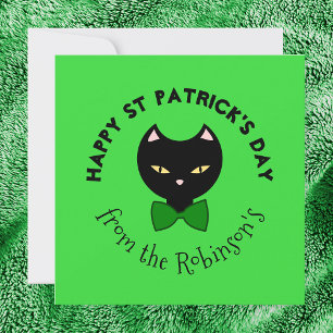 Söt Glad St Patricks Day Svart Katt Smaragdgrön Julkort