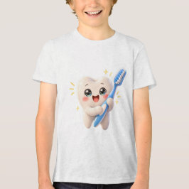 Söt Glad Tand med Tandborste T-Shirt