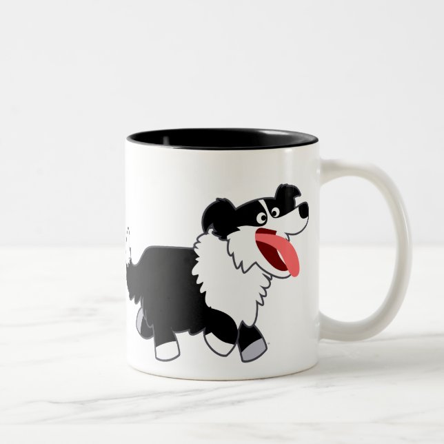 Söt Glad Tecknad Border Collie Mugg (Höger)