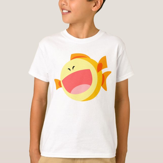 Söt Glad Tecknad Fisk Barn T-Shirt (Framsida)