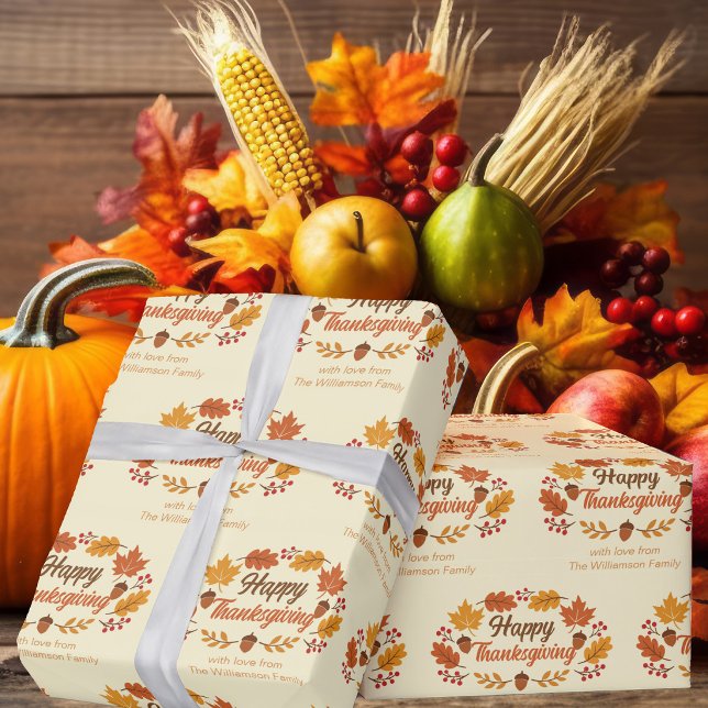 Söt Glad Thanksgiving Bladkrans Anpassad Presentpapper (Skapare uppladdad)
