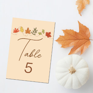 Söt Glad Thanksgiving löv Anpassad fest Bordsnummer